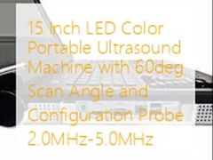 15 inch LED draagbare kleuren echografie machine met 60 graden scanhoek en configuratie probe 2.0MHz-5.0MHz